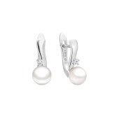 Cercei argint cu perle naturale albe si cristale DiAmanti SK26100EL_W-G Cercei argint cu perle naturale albe si cristale DiAmanti SK26100EL_W-G